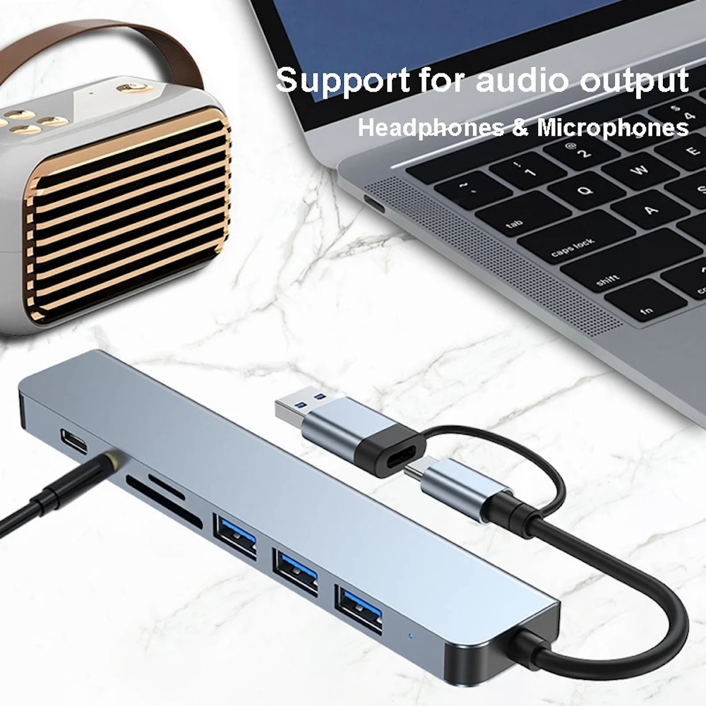 Hub USB-C & USB-A 8-in-2, Adap - Usb Hub Type C ulasan dan harga